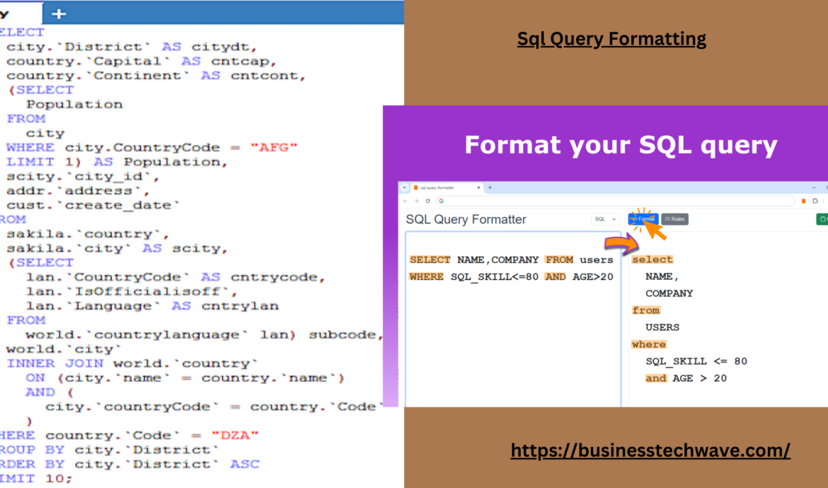 sql query formatting